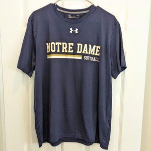 Notre Dame Women's Softball Navy Blue Under Armour T-Shirt/Jersey Size Large